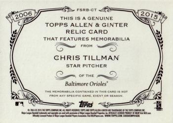 2015 Topps Allen & Ginter - Full Size Relic #FSRB-CT Chris Tillman Back