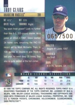 1999 Finest - Future's Finest #FF2 Troy Glaus  Back