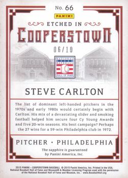 2015 Panini Cooperstown - Etched in Cooperstown Silver Gem Sapphire #66 Steve Carlton Back