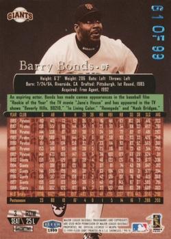 1999 Flair Showcase - Legacy Collection Row 3 (Power) #25L Barry Bonds  Back