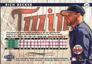 1998 Fleer Tradition #111 Rich Becker Back