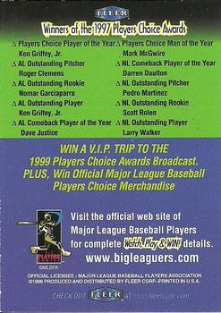 1998 Fleer Tradition #NNO 1998 Players Choice Award Show Back