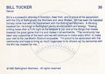 1990 Bellingham Mariners #36 Bill Tucker Back