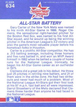 1987 Fleer #634 Gary Carter / Roger Clemens Back