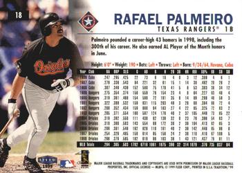 1999 Fleer Tradition - Millennium #18 Rafael Palmeiro  Back