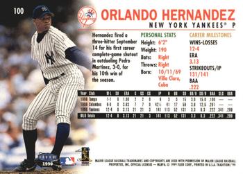 1999 Fleer Tradition - Millennium #100 Orlando Hernandez  Back