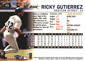 1999 Fleer Tradition - Millennium #415 Ricky Gutierrez  Back