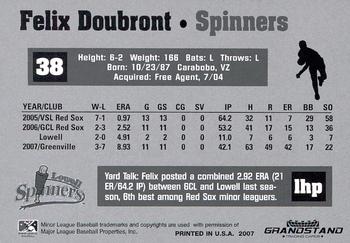 2007 Grandstand Lowell Spinners Update #3 Felix Doubront Back