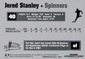 2007 Grandstand Lowell Spinners Update #6 Jered Stanley Back