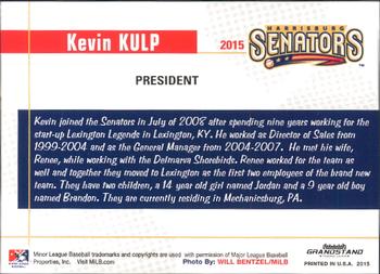 2015 Grandstand Harrisburg Senators #NNO Kevin Kulp Back