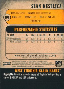 2015 Choice West Virginia Black Bears #09 Sean Keselica Back