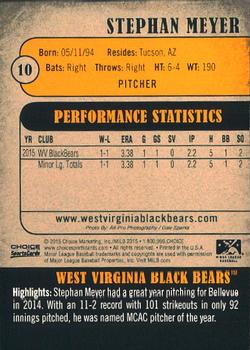 2015 Choice West Virginia Black Bears #10 Stephan Meyer Back