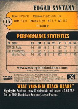 2015 Choice West Virginia Black Bears #15 Edgar Santana Back