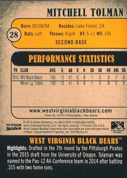 2015 Choice West Virginia Black Bears #28 Mitchell Tolman Back