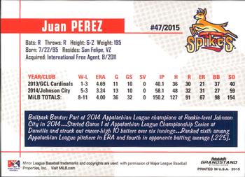 2015 Grandstand State College Spikes #NNO Juan Perez Back