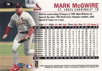 1999 Fleer Tradition - Warning Track Collection #1W Mark McGwire Back