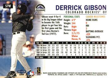 1999 Fleer Tradition - Warning Track Collection #57W Derrick Gibson Back