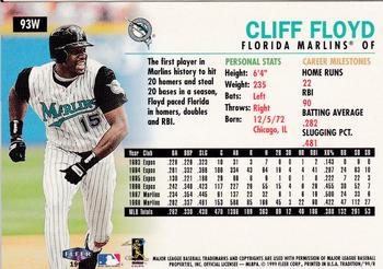 1999 Fleer Tradition - Warning Track Collection #93W Cliff Floyd Back