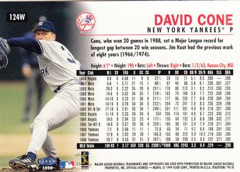 1999 Fleer Tradition - Warning Track Collection #124W David Cone Back