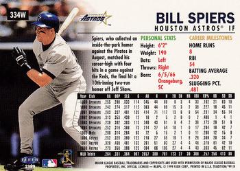 1999 Fleer Tradition - Warning Track Collection #334W Bill Spiers Back