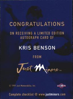 1999 Just - Autographs #NNO Kris Benson Back
