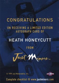 1999 Just - Autographs #NNO Heath Honeycutt Back