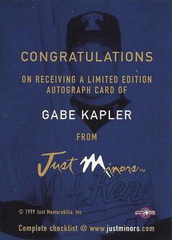 1999 Just - Autographs #NNO Gabe Kapler Back