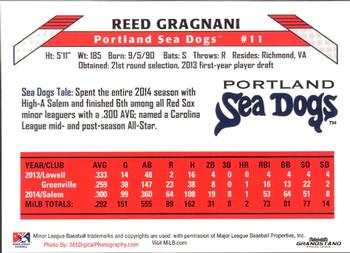 2015 Grandstand Portland Sea Dogs #NNO Reed Gragnani Back