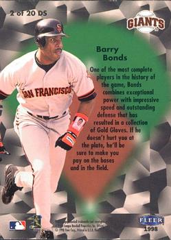 1998 Fleer Tradition - Diamond Standouts #2 DS Barry Bonds Back
