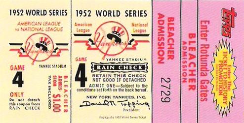 2002 Topps - Ticket to History Sweepstakes #NNO 1952 World Series Game 4 Front