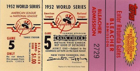 2002 Topps - Ticket to History Sweepstakes #NNO 1952 World Series Game 5 Front