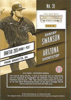 2015 Panini Contenders #31 Dansby Swanson Back