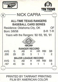 1993 Keebler Texas Rangers #95 Nick Capra Back
