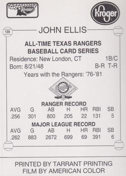1993 Keebler Texas Rangers #135 John Ellis Back
