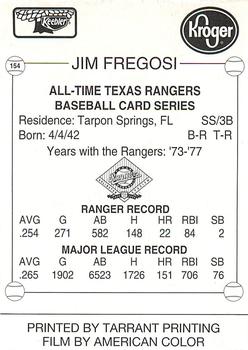 1993 Keebler Texas Rangers #154 Jim Fregosi Back