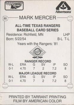 1993 Keebler Texas Rangers #263 Mark Mercer Back