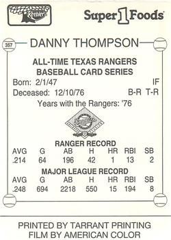 1993 Keebler Texas Rangers #357 Danny Thompson Back