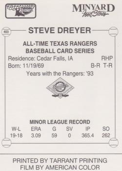 1993 Keebler Texas Rangers #403 Steve Dreyer Back