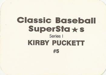 1988 Classic Baseball Superstars (unlicensed) #5 Kirby Puckett Back