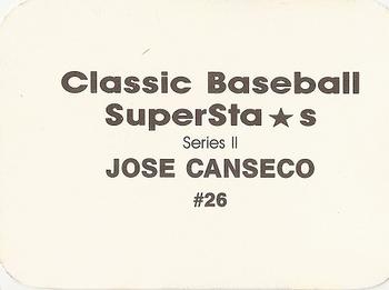 1988 Classic Baseball Superstars (unlicensed) #26 Jose Canseco Back