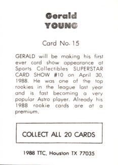 1988 TTC Houston Show Set #15 Gerald Young Back