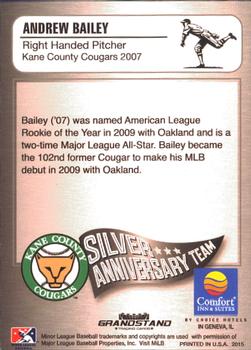 2015 Grandstand Kane County Cougars 25th Anniversary #2 Andrew Bailey Back