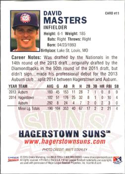 2015 Choice Hagerstown Suns #11 David Masters Back