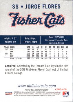 2015 Choice New Hampshire Fisher Cats #9 Jorge Flores Back