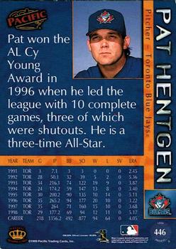 1999 Pacific - Platinum Blue #446 Pat Hentgen  Back