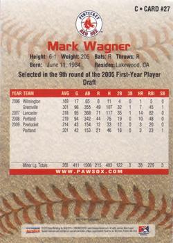 2010 Choice Pawtucket Red Sox #27 Mark Wagner Back