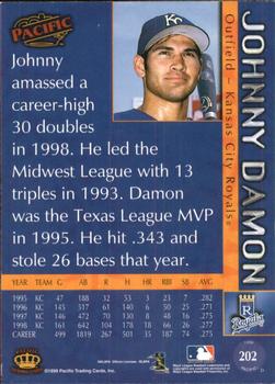 1999 Pacific - Red #202 Johnny Damon  Back