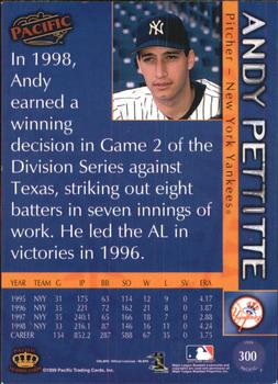 1999 Pacific - Red #300 Andy Pettitte  Back