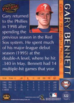 1999 Pacific - Red #322 Gary Bennett  Back