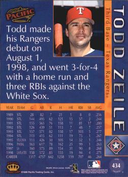 1999 Pacific - Red #434 Todd Zeile  Back